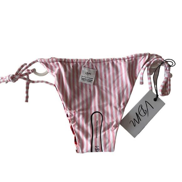 Revolve x VDM Ziggy Reversible Art Deco Retro Pink Stripe Bikini Bottom Swim‎ - Picture 3 of 9